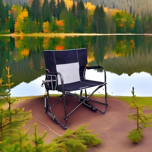 Freestyle Rocker with Side Table Camping Chair | Portable Folding Rocking Chair with Solid, Durable Armrests, Drink Holder & Comfortable Backrest — Heathered Indigo