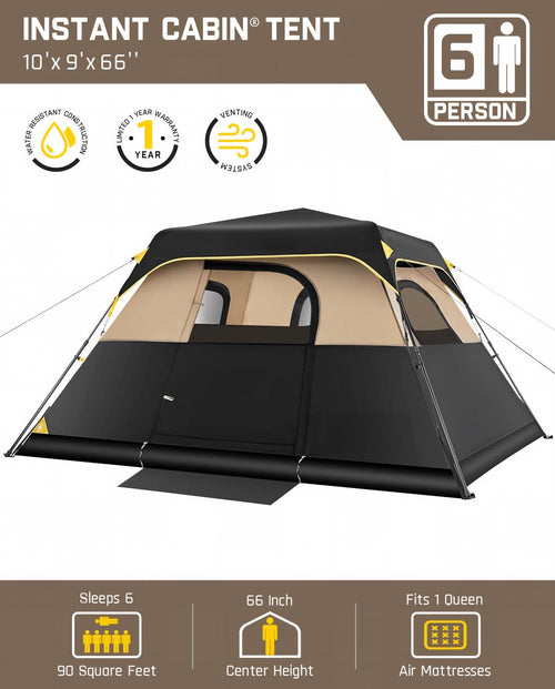 4/6/8/10 Person Instant Tent for Camping Setup in 60s | Camping Tent with Rainfly & Windproof, Portable Instant Cabin Tent with Carry Bag for Family Camping & Hiking