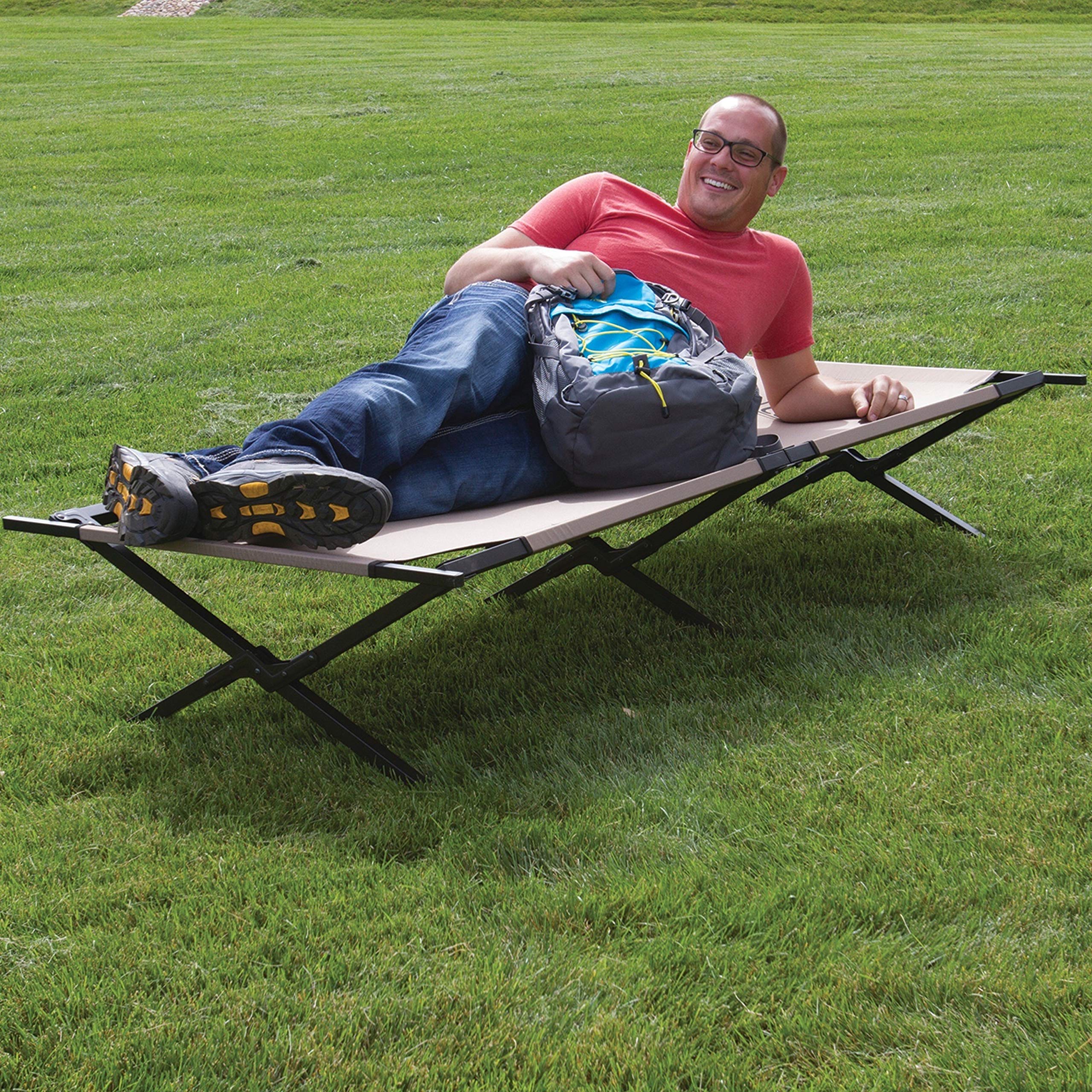 Trailhead II Large Folding Cot with Easy Setup & Takedown, Supports Adults up to 6ft 2in or 300lbs, Great for Camping, Lounging, Elevated Sleeping, Guests, & More