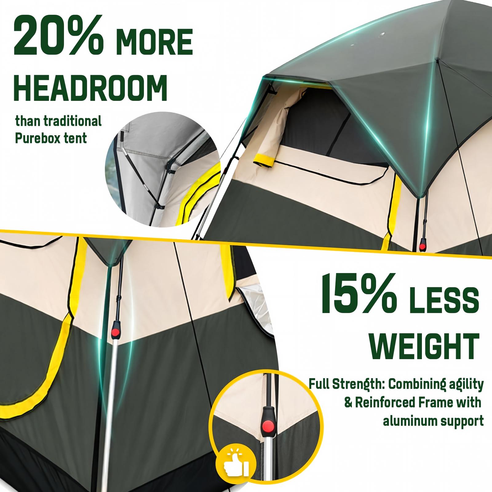 4 Person Instant Tents for Camping Setup in 50s, Cabin Tent with Rainfly | Waterproof Windproof Camping Tent, Double Layer Portable Instant Tents with Carry Bag for Family Outdoor Camping & Hiking