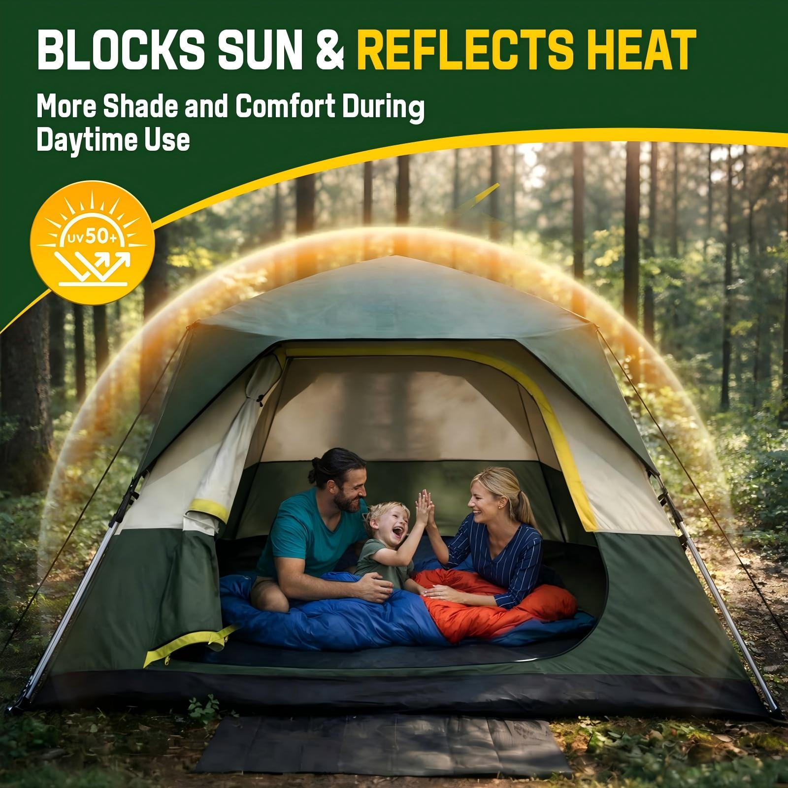 4 Person Instant Tents for Camping Setup in 50s, Cabin Tent with Rainfly | Waterproof Windproof Camping Tent, Double Layer Portable Instant Tents with Carry Bag for Family Outdoor Camping & Hiking