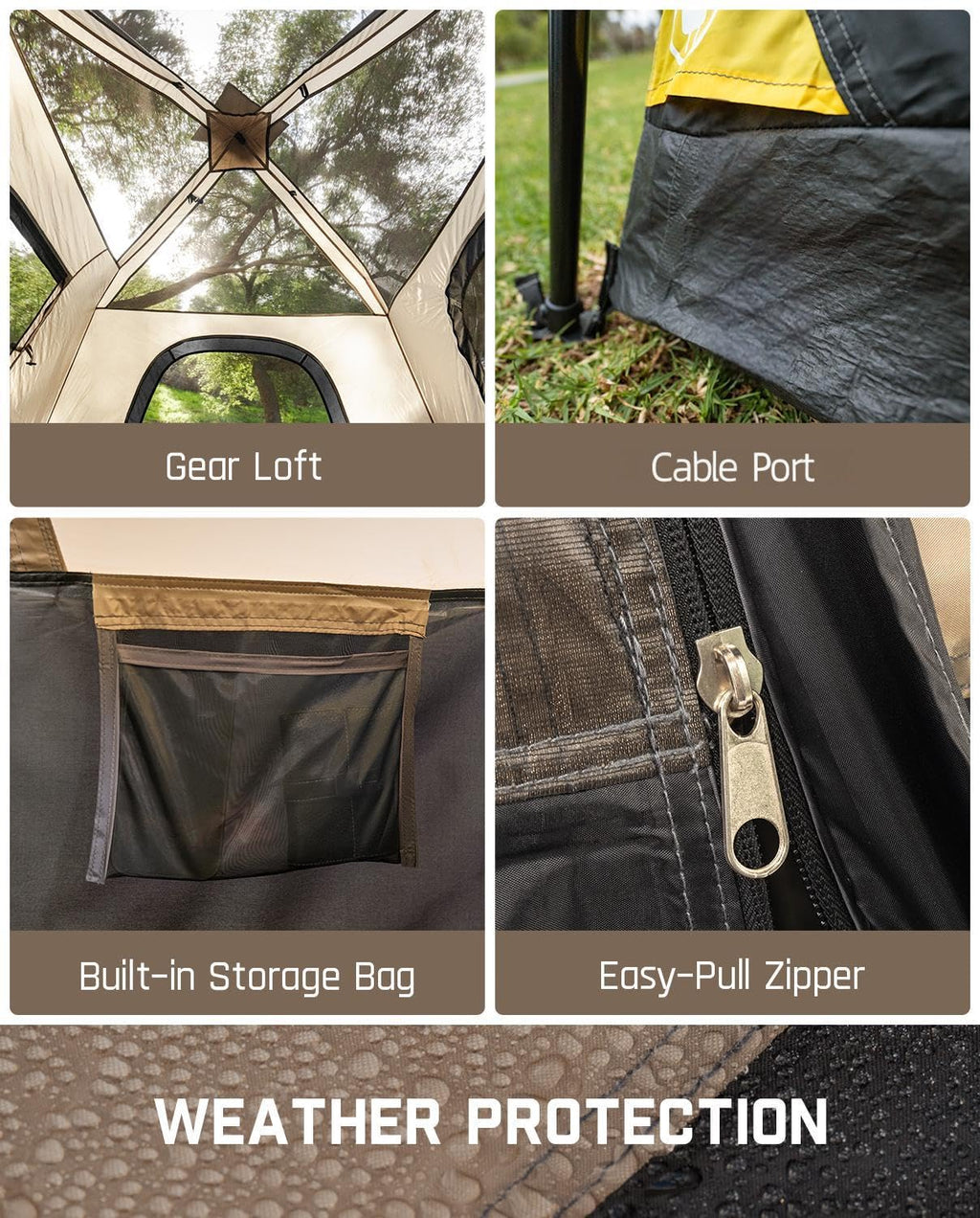 4/6/8/10 Person Instant Tent for Camping Setup in 60s | Camping Tent with Rainfly & Windproof, Portable Instant Cabin Tent with Carry Bag for Family Camping & Hiking