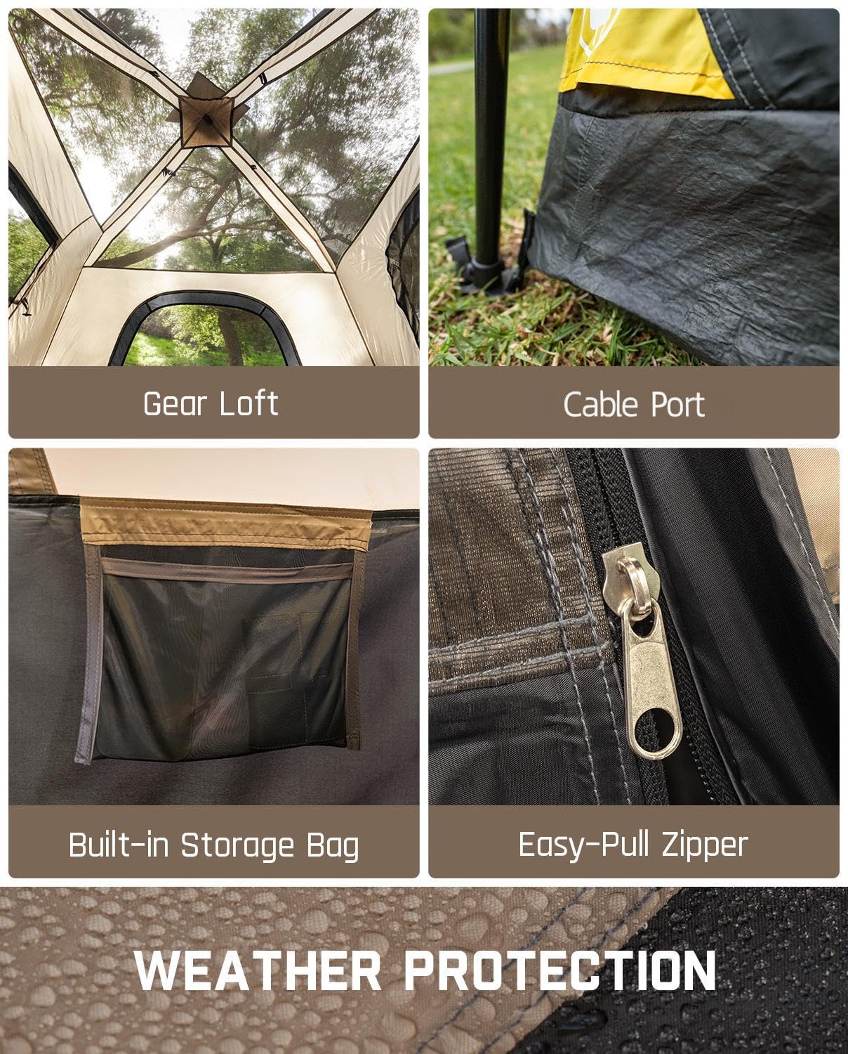 4/6/8/10 Person Instant Tent for Camping Setup in 60s | Camping Tent with Rainfly & Windproof, Portable Instant Cabin Tent with Carry Bag for Family Camping & Hiking